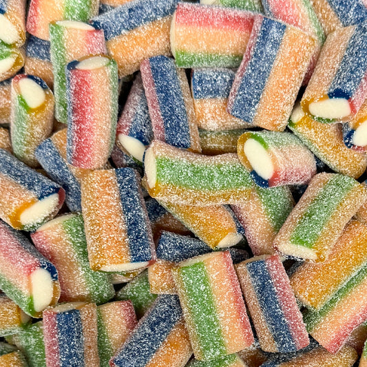 Mit Zucker überzogene Regenbogenriegel